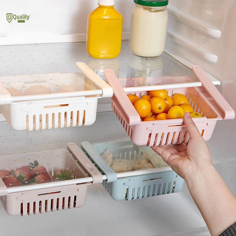 Adjustable Storage Basket For Fridge | Plastic Basket | Stretchable Food Organizer (1 Pc) (Random Color) View Gallery - Pakistan