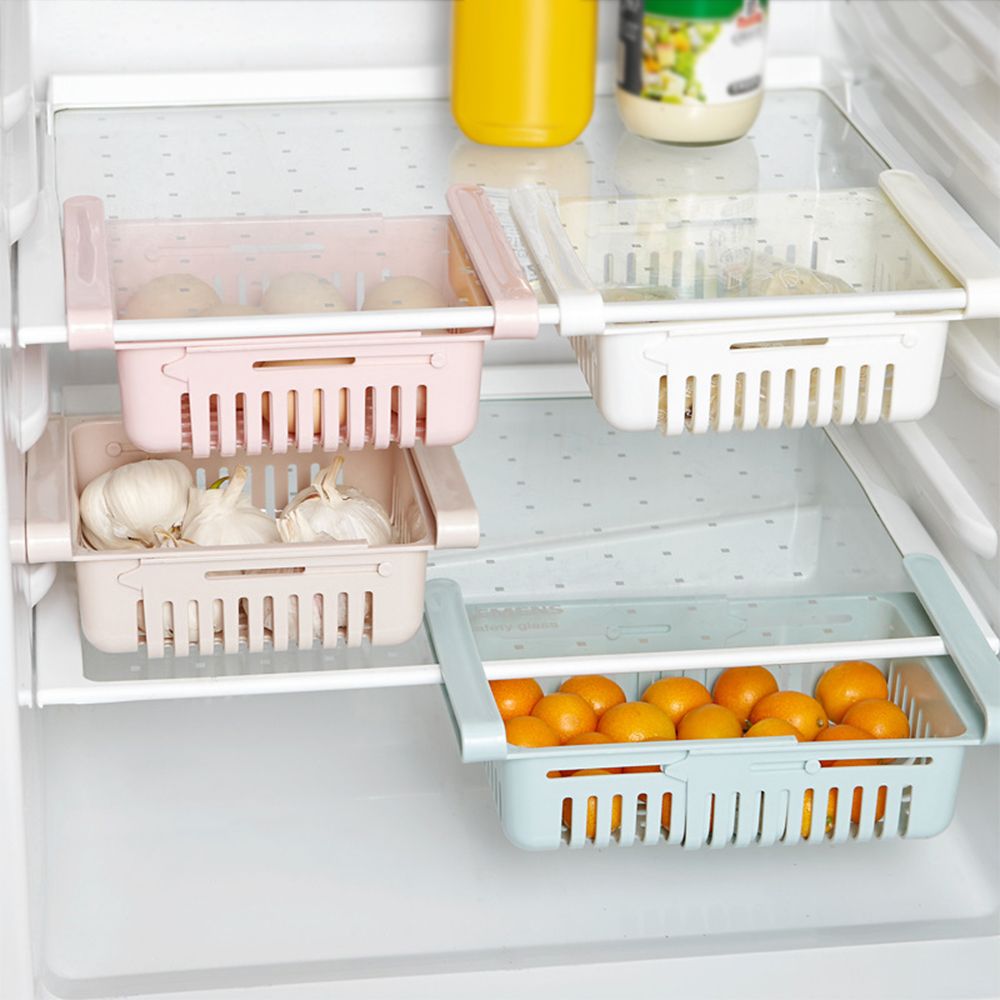 Adjustable Storage Basket For Fridge | Plastic Basket | Stretchable Food Organizer (1 Pc) (Random Color) View Gallery - Pakistan