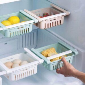 Adjustable Storage Basket For Fridge | Plastic Basket | Stretchable Food Organizer (1 Pc) (Random Color) View Gallery - Pakistan