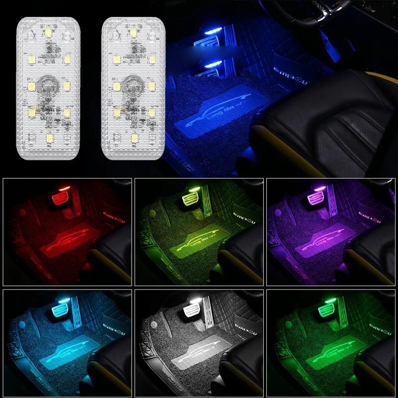 Car LED Lights Interior Magnetic Auto Interior lighting USB Rechargeable Portable LED Lights Car Night Reading Car Ambient Lighting 7 Colors (Random color) View Gallery - Pakistan