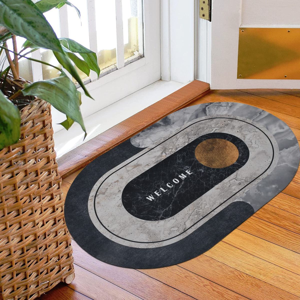 Bath Mat Super Absorbent Quick Drying Bathroom Rugs Non Slip Kitchen Entrance Doormat Modern Napa Skin Floor Mats Home Decor (only round shape) (random colors) View Gallery - Pakistan