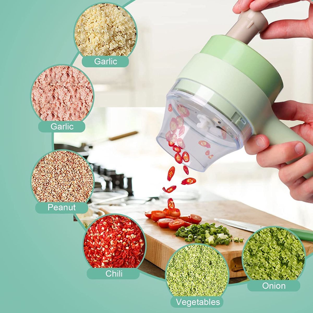 Electric Handheld Hammer Multi function Vegetable Cutter Set Food Chopper Vegetable Fruit Slicer,for Garlic Pepper Chili Onion Celery Ginger Meat View Gallery - Pakistan