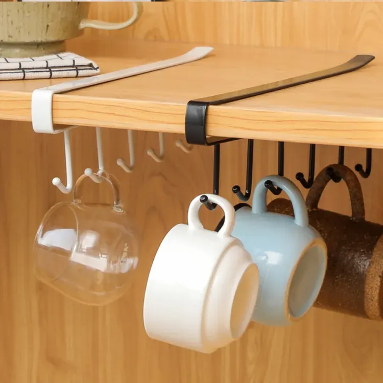 10 hooks Mug Cups Wine Glasses Storage Hooks Kitchen Utensil Ties Belt and Scarf Organizer Hanging Hook Rack Holder Under Cabinet Closet (random color )