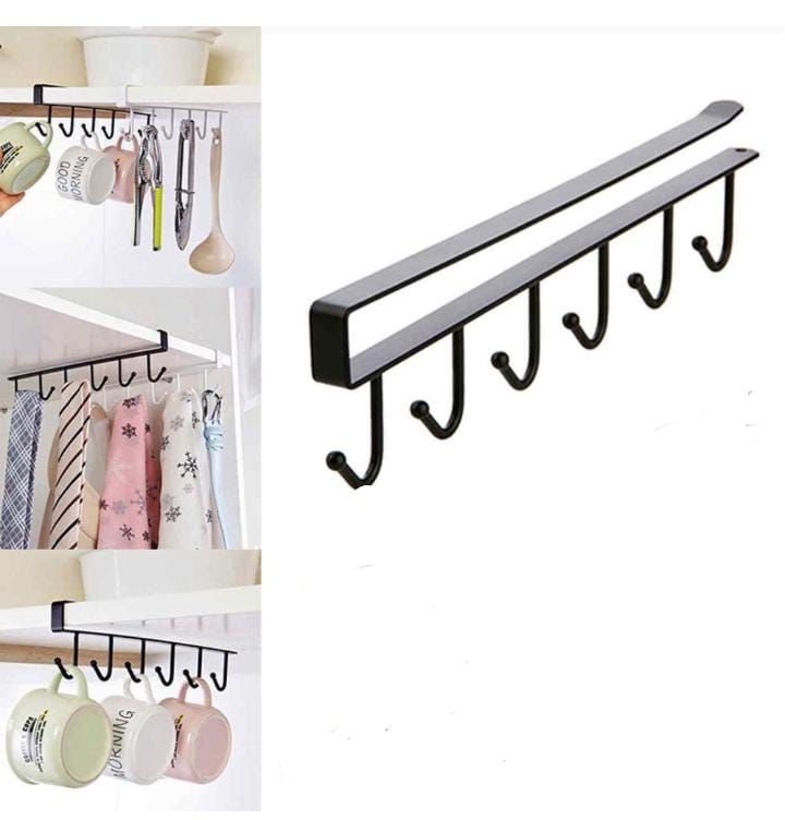 10 hooks Mug Cups Wine Glasses Storage Hooks Kitchen Utensil Ties Belt and Scarf Organizer Hanging Hook Rack Holder Under Cabinet Closet (random color ) View Gallery - Pakistan