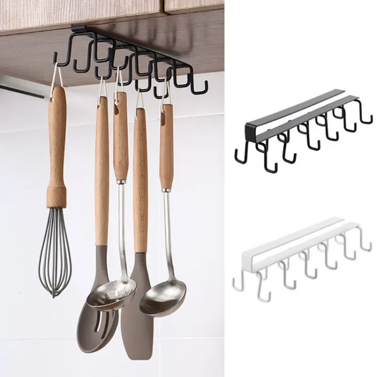 10 hooks Mug Cups Wine Glasses Storage Hooks Kitchen Utensil Ties Belt and Scarf Organizer Hanging Hook Rack Holder Under Cabinet Closet (random color ) View Gallery - Pakistan