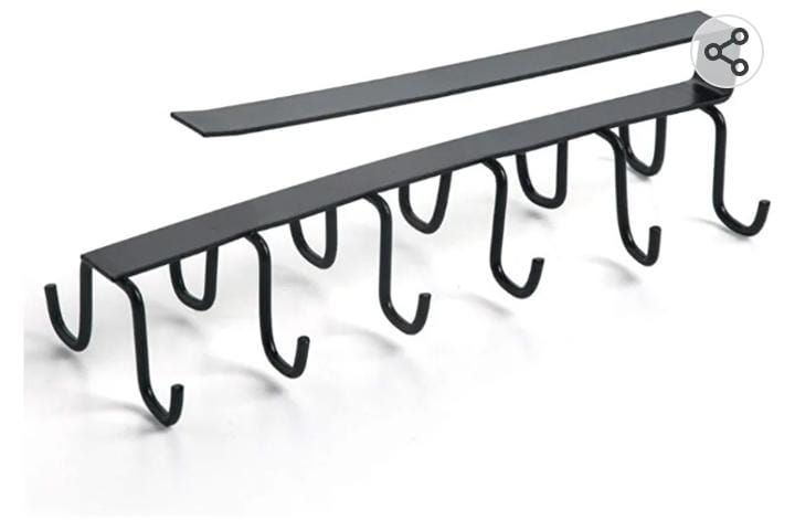 10 hooks Mug Cups Wine Glasses Storage Hooks Kitchen Utensil Ties Belt and Scarf Organizer Hanging Hook Rack Holder Under Cabinet Closet (random color ) View Gallery - Pakistan
