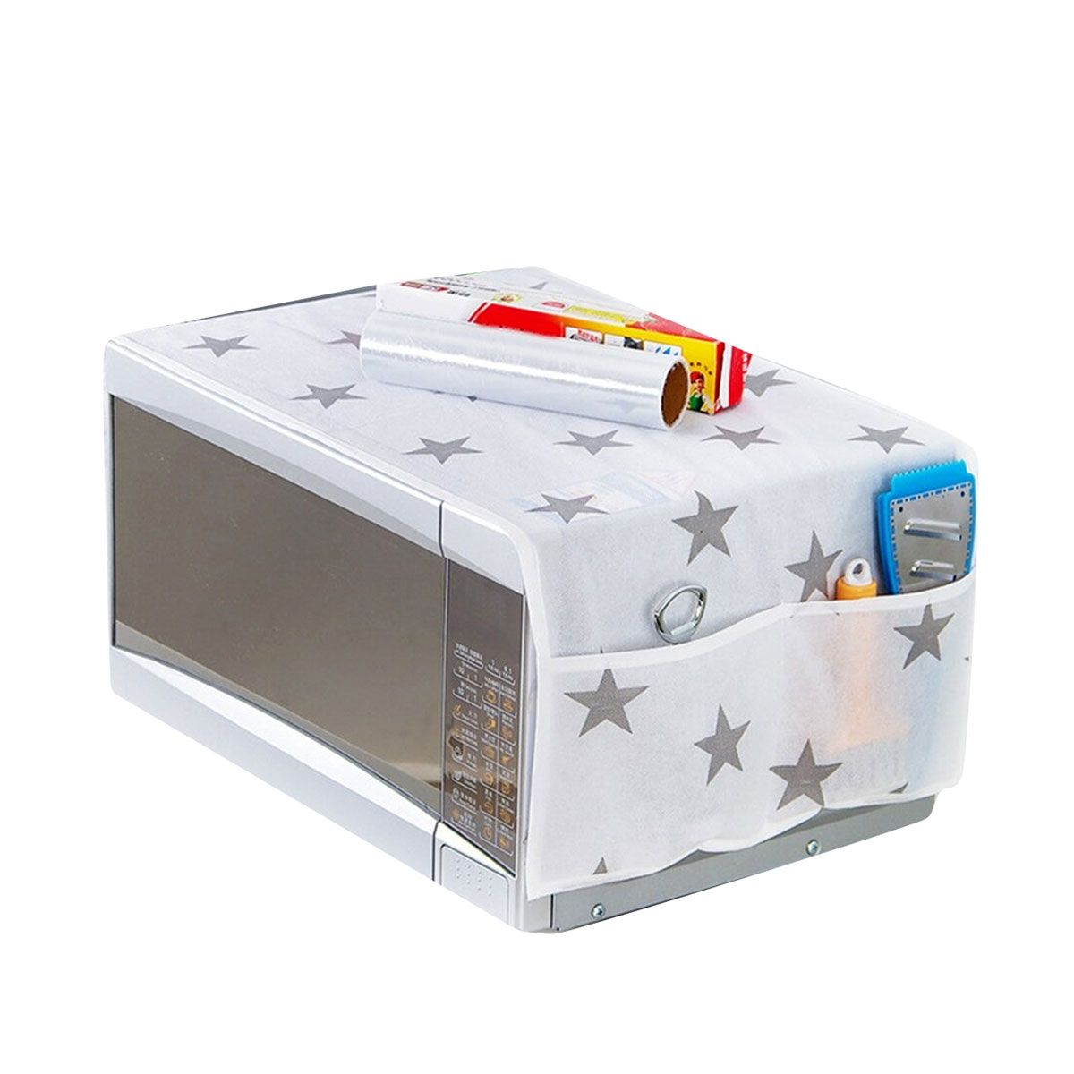 Oven Cover Kitchen Microwave Cover Waterproof Oil Dust Double Pockets Microwave Oven Cover (Random Design) (Made in China) View Gallery - Pakistan