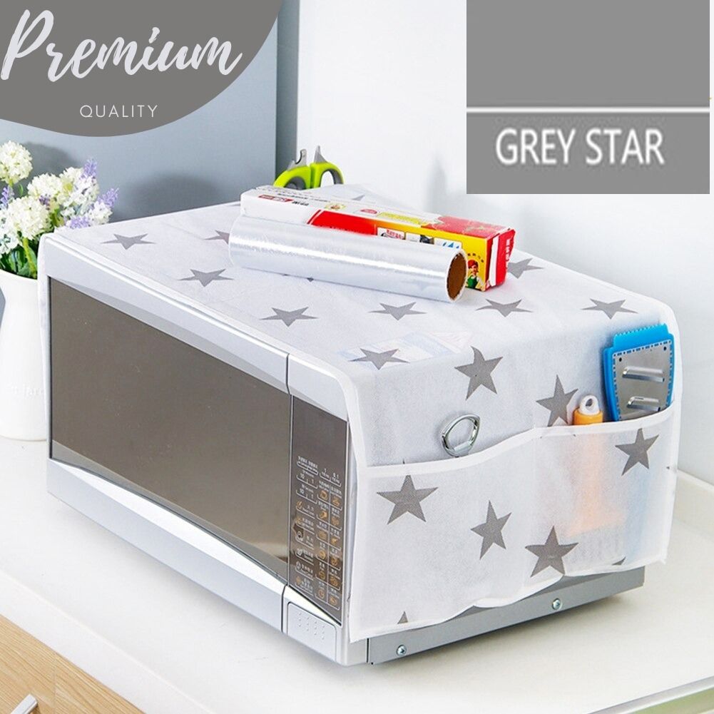 Oven Cover Kitchen Microwave Cover Waterproof Oil Dust Double Pockets Microwave Oven Cover (Random Design) (Made in China) View Gallery - Pakistan