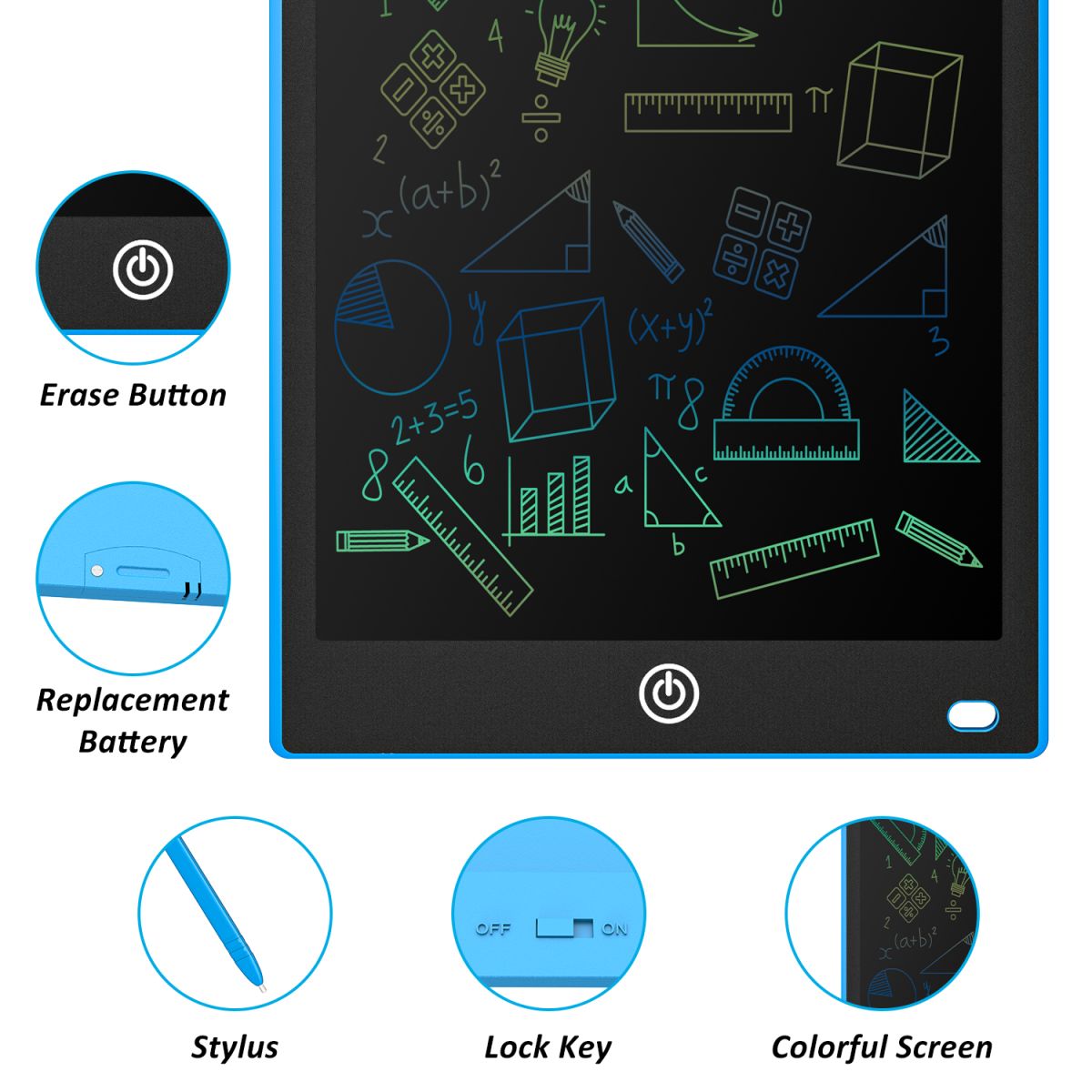 LCD Writing Tablet 10.5" Inch  Multicolor Electronic Graphics Tablet Writing Board LCD Writing Pad Drawing Tablet Handwriting Paperless Notepad Graphic Board for Kids View Gallery - Pakistan