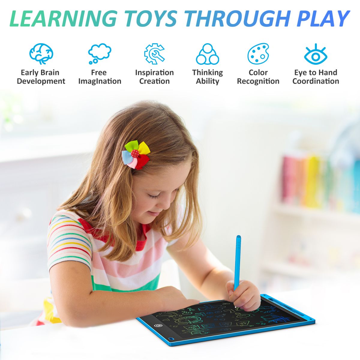 LCD Writing Tablet 10.5" Inch  Multicolor Electronic Graphics Tablet Writing Board LCD Writing Pad Drawing Tablet Handwriting Paperless Notepad Graphic Board for Kids View Gallery - Pakistan