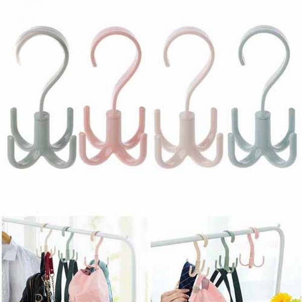 1/4Pcs Rotatable Hook Wardrobe Bag Rack Organizer Holder for Closet Scarf Belt Shoes Hanging Storage Hooks(random color) View Gallery - Pakistan