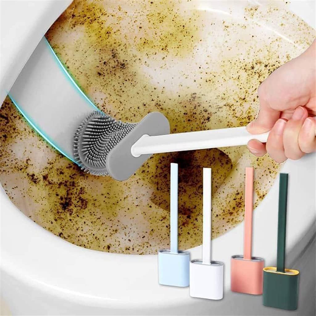 Toilet Brush Silicone Brush Toilet with Quick Drying Holder (Random Color) View Gallery - Pakistan