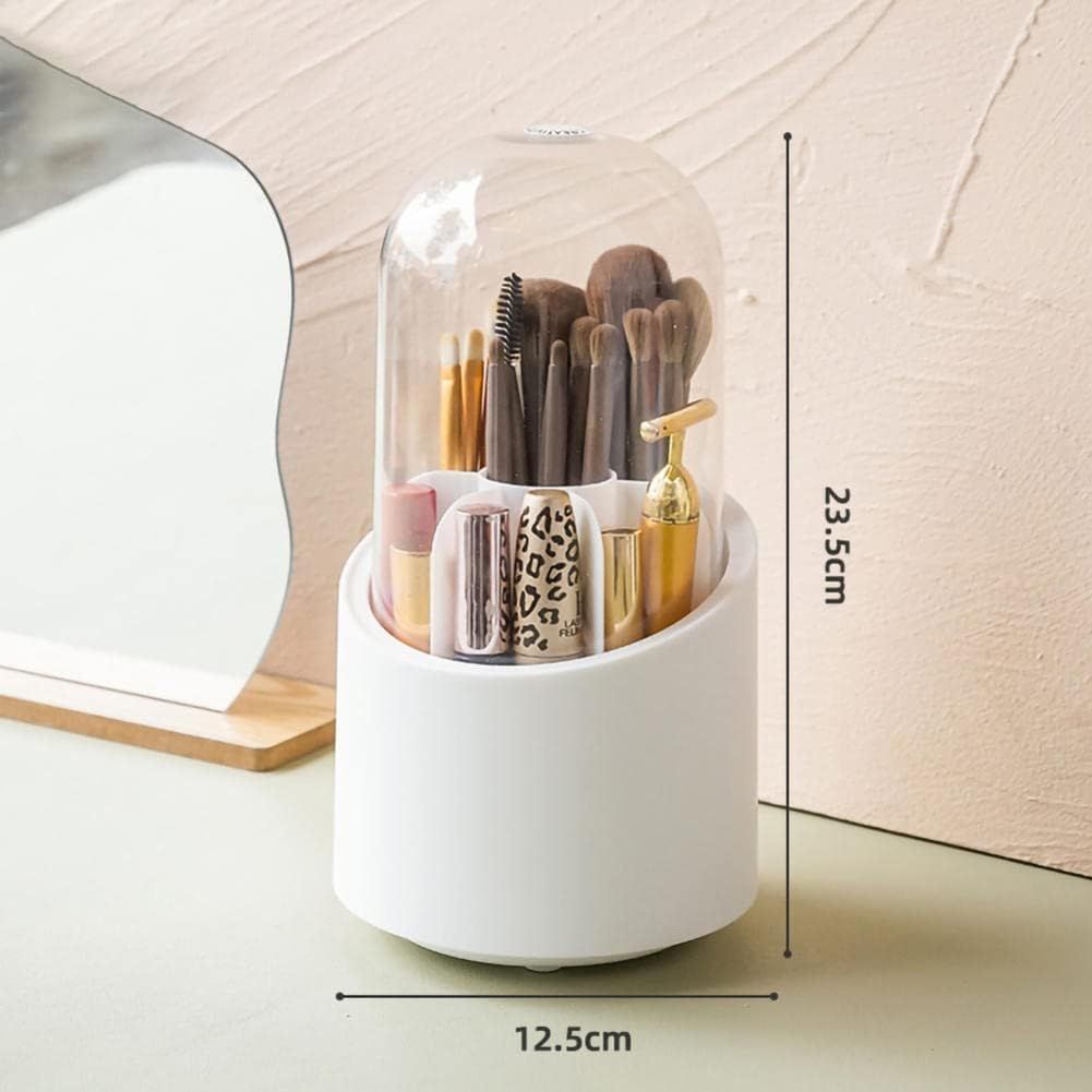 Brush Container Makeup Brush Holder Dust-proof Rotating Plastic Lipstick Eyebrow Pencil Vanity Supplies ( random color) View Gallery - Pakistan