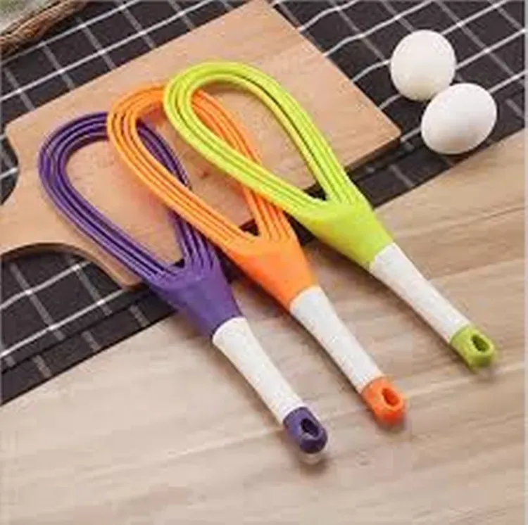 2-in-1 Twist Silicone Whisk Multifunction Egg Beater Foldable Milk and Egg Blender Balloon Flat Whisk View Gallery - Pakistan