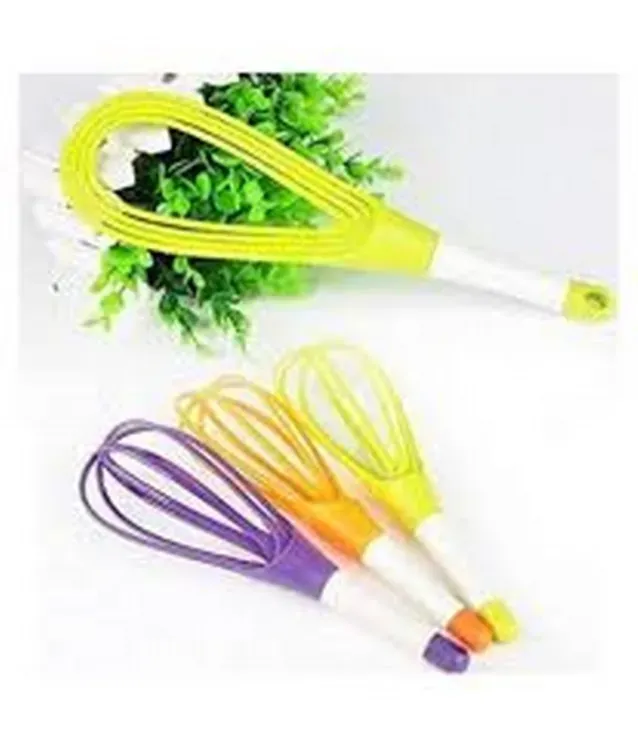 2-in-1 Twist Silicone Whisk Multifunction Egg Beater Foldable Milk and Egg Blender Balloon Flat Whisk View Gallery - Pakistan