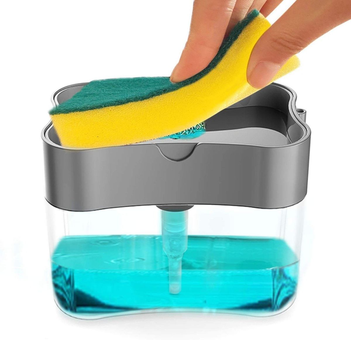 2-in-1 Multi-function Dishwashing Liquid Box Soap Pump Dispenser For Dish Soap And (without sponge) - Each View Gallery - Pakistan