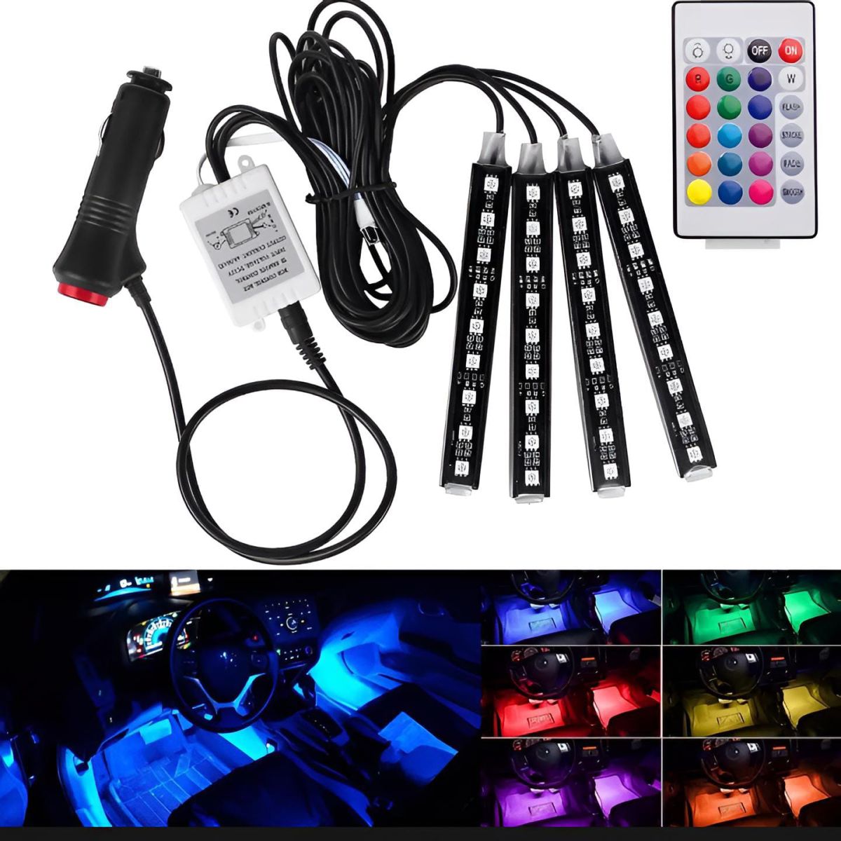 Interior light Remote control 36 led RGB LIGHT strip Without button for bike/car/jeeb and all vehicles (with remote) View Gallery - Pakistan