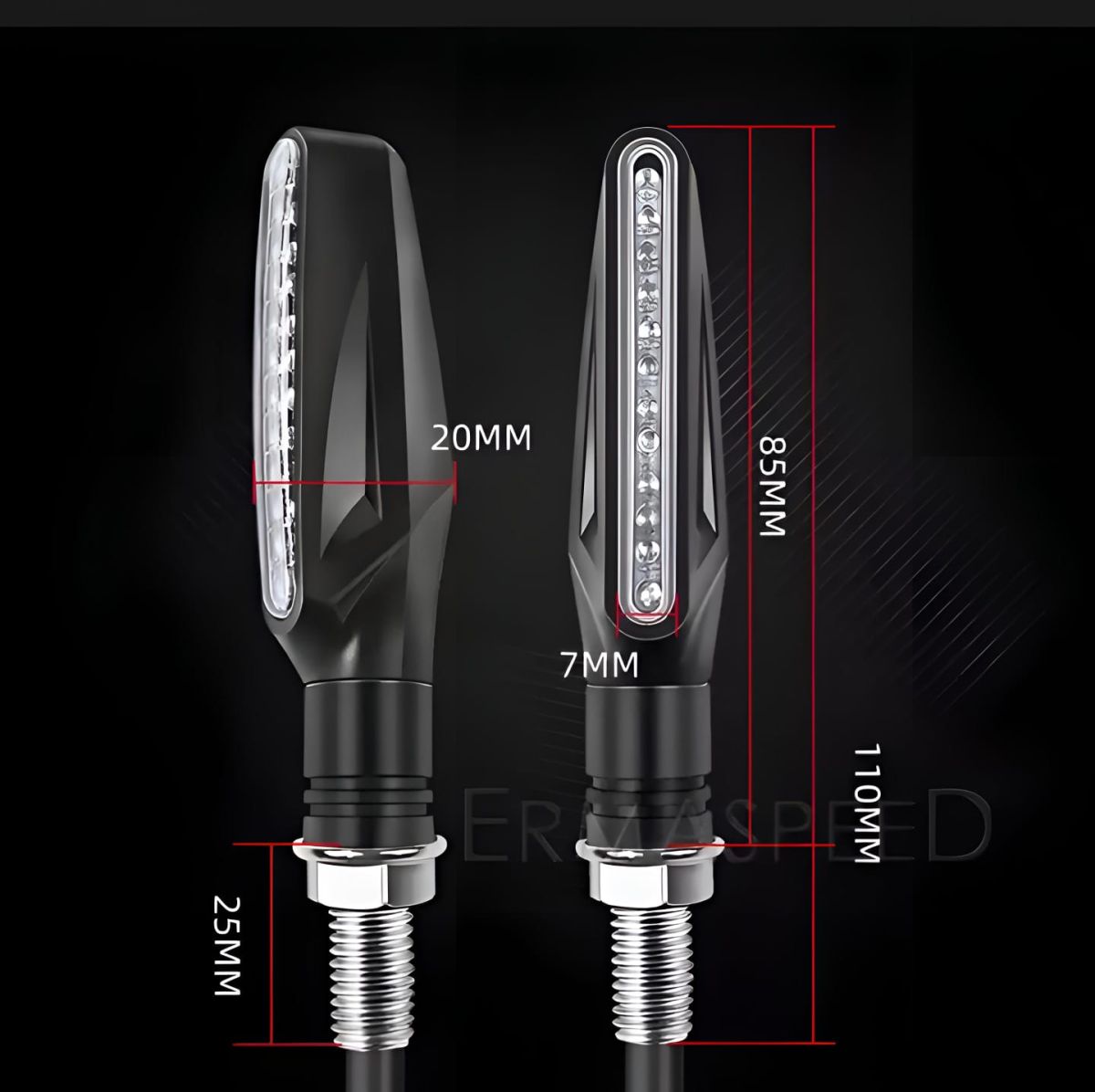 Pack of 1 pair(2pcs) - Audi Flow Style Led Motorcycle Turn Signals Indicator Amber Light View Gallery - Pakistan