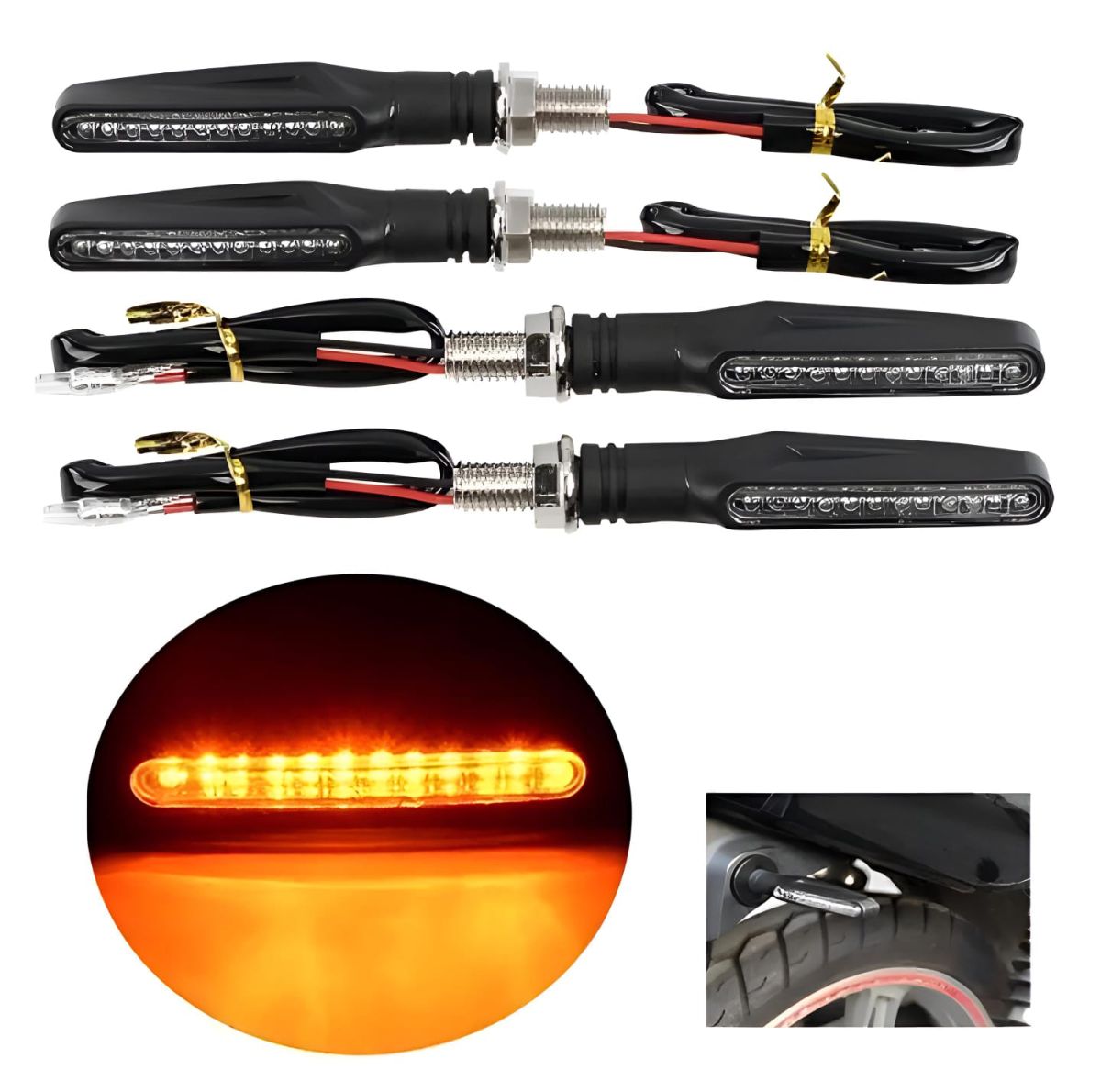 Pack of 1 pair(2pcs) - Audi Flow Style Led Motorcycle Turn Signals Indicator Amber Light View Gallery - Pakistan
