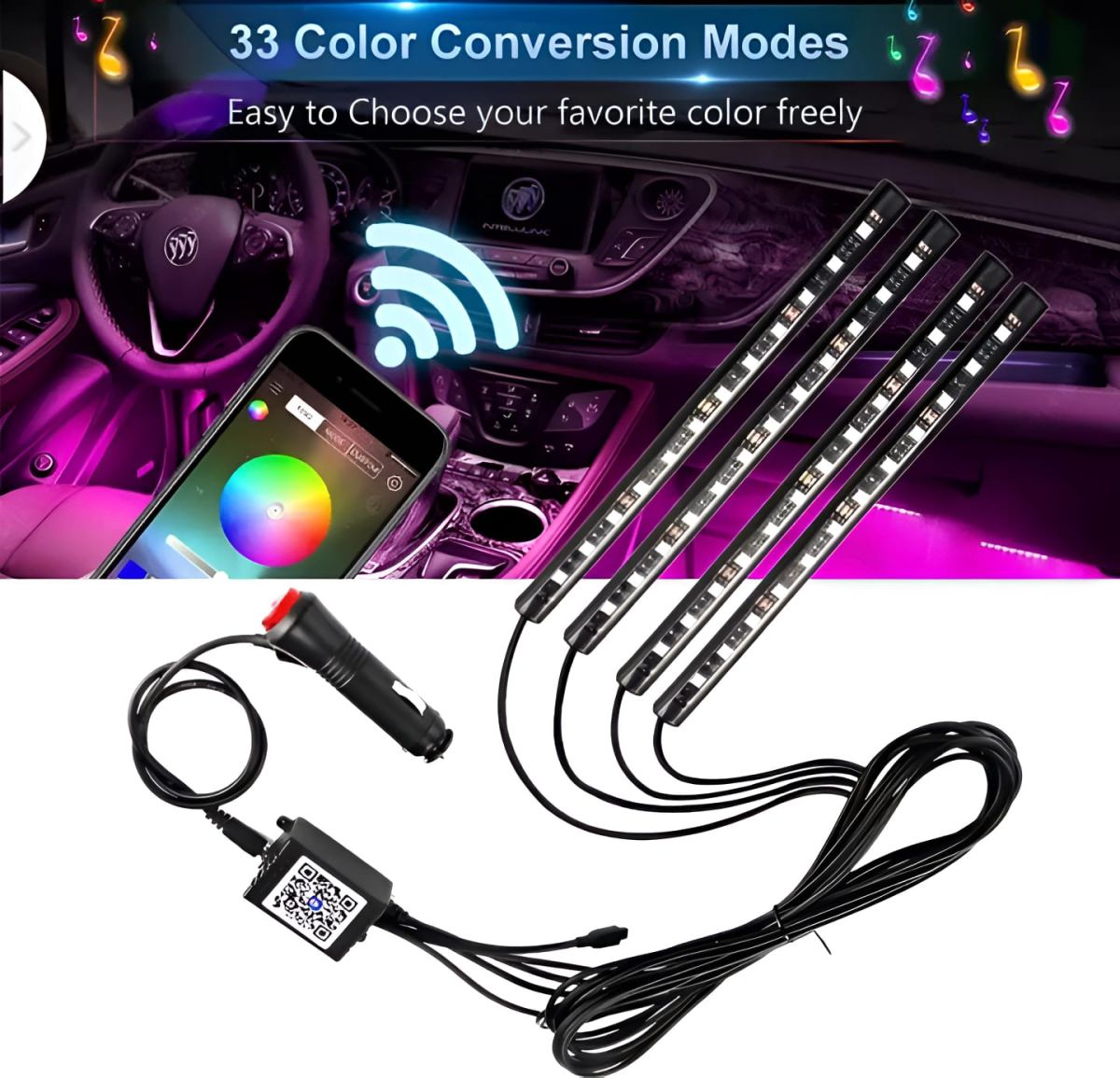 1set Car Rgb 48led Strip 5050smd 12w Decorative Auto Atmosphere Pathway Interior Ambient( Bluetooth Light) View Gallery - Pakistan