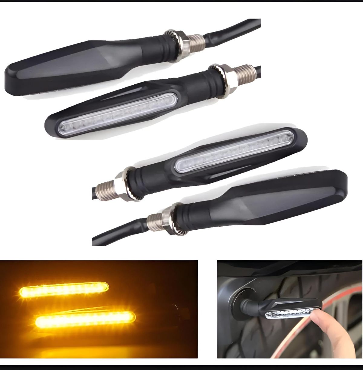 Pack of 2 pair(4pcs) - Audi Flow Style Led Motorcycle Turn Signals Indicator Amber Light View Gallery - Pakistan