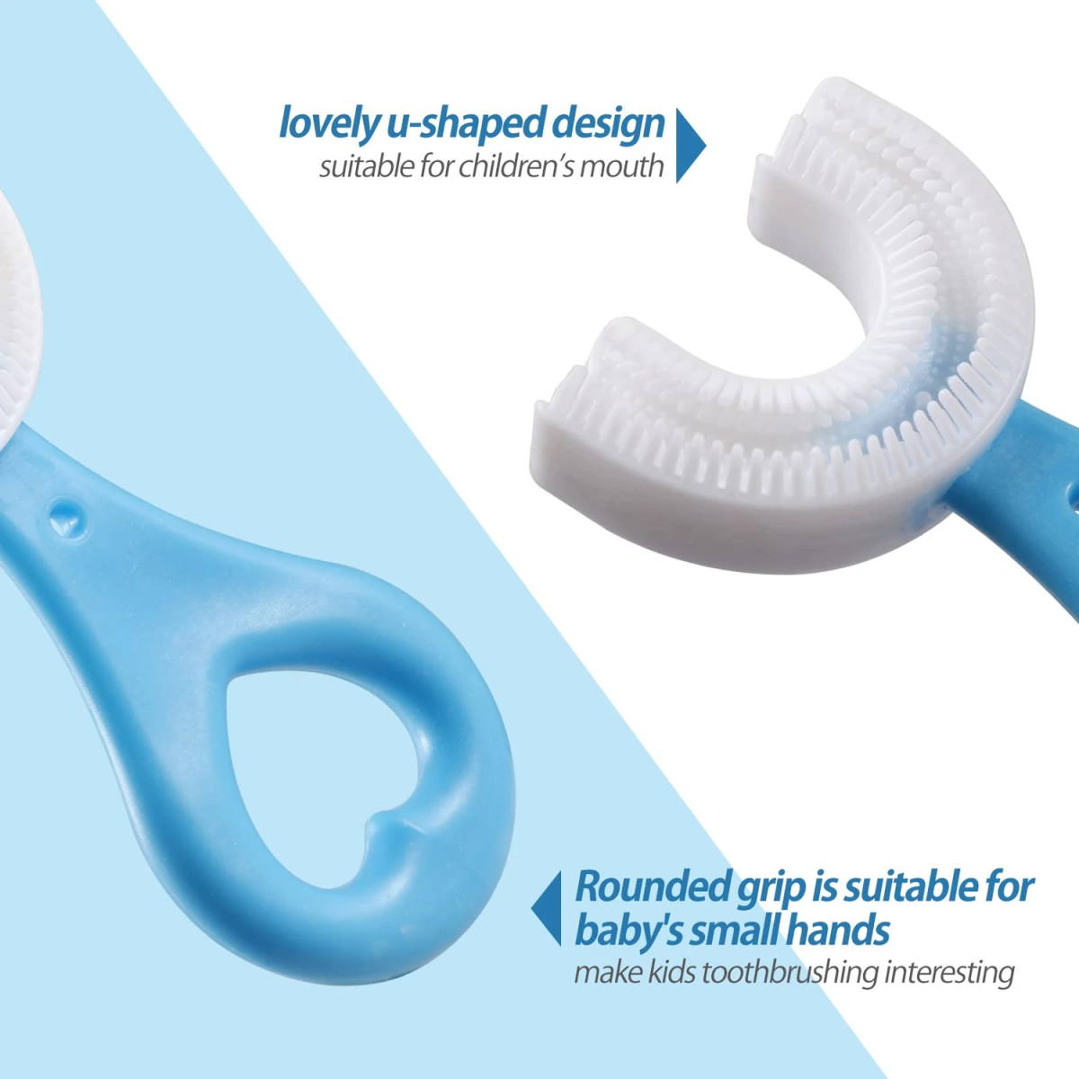 1 PC - 360 Degree U-Shaped Baby Toothbrush Children Child Toothbrush Teethers Baby Brush Silicone Kids Teeth Oral Care Cleaning (With Box)(random color) View Gallery - Pakistan