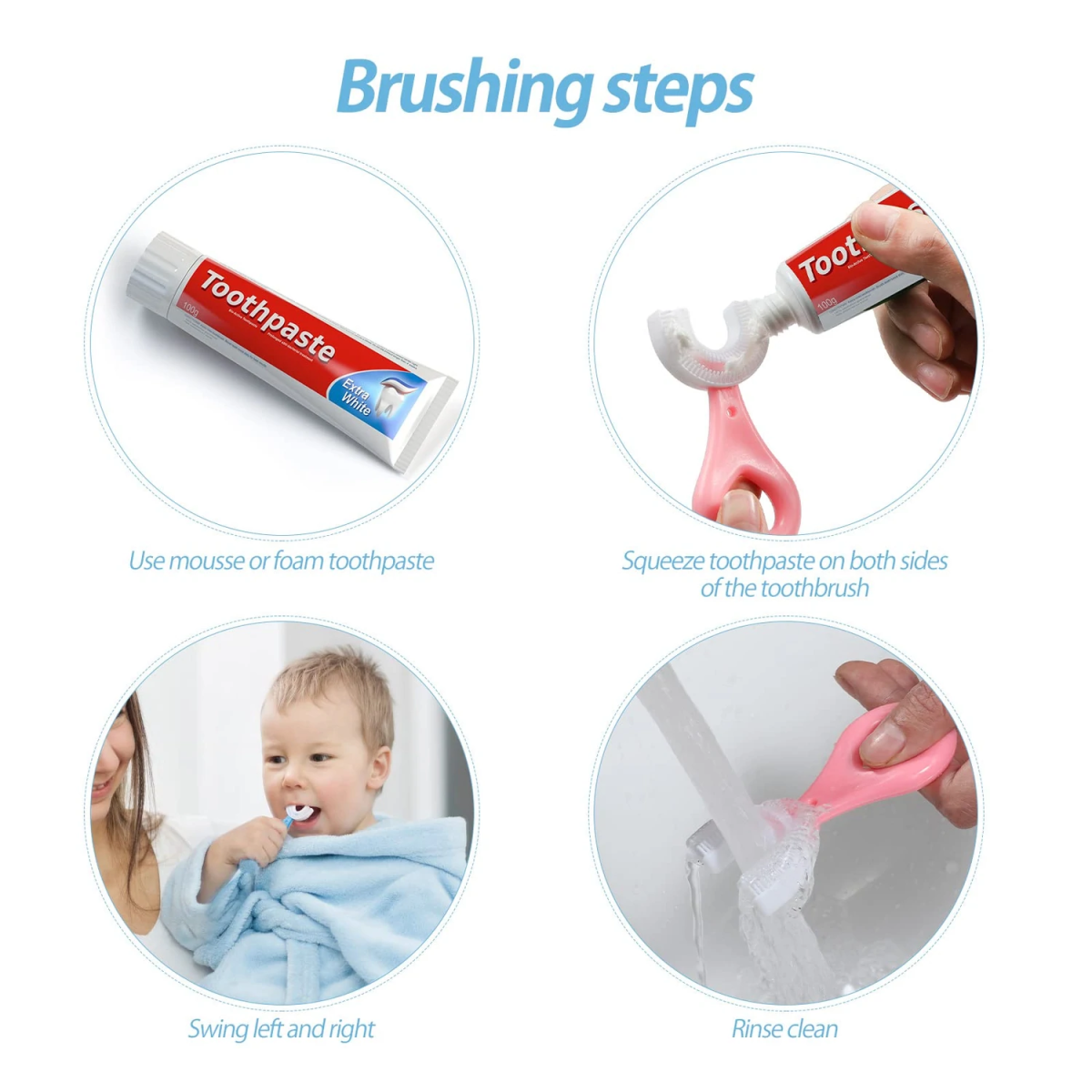 1 PC - 360 Degree U-Shaped Baby Toothbrush Children Child Toothbrush Teethers Baby Brush Silicone Kids Teeth Oral Care Cleaning (With Box)(random color) View Gallery - Pakistan