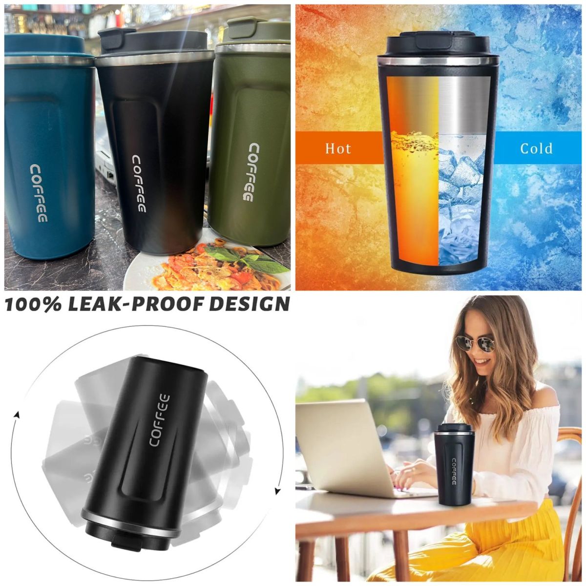 510ml Large-capacity Coffee Cup Keep Heat Stainless Steel Double-layer Smooth Edge Water Bottle Mug for Daily Use (random colors) View Gallery - Pakistan