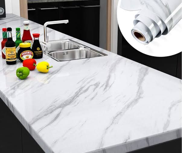 Self Adhesive White Marble Sheet for Kitchen - Anti Oil and Heat Resistant Wallpaper View Gallery - Pakistan