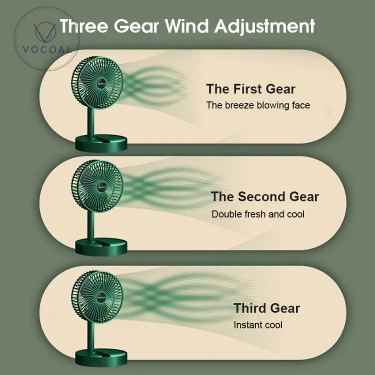 Folding Telescopic Floor Fan 3 Gears Summer Silent Desktop Retractable Fan for Office Bedroom School USB Rechargeable Ventilator View Gallery - Pakistan