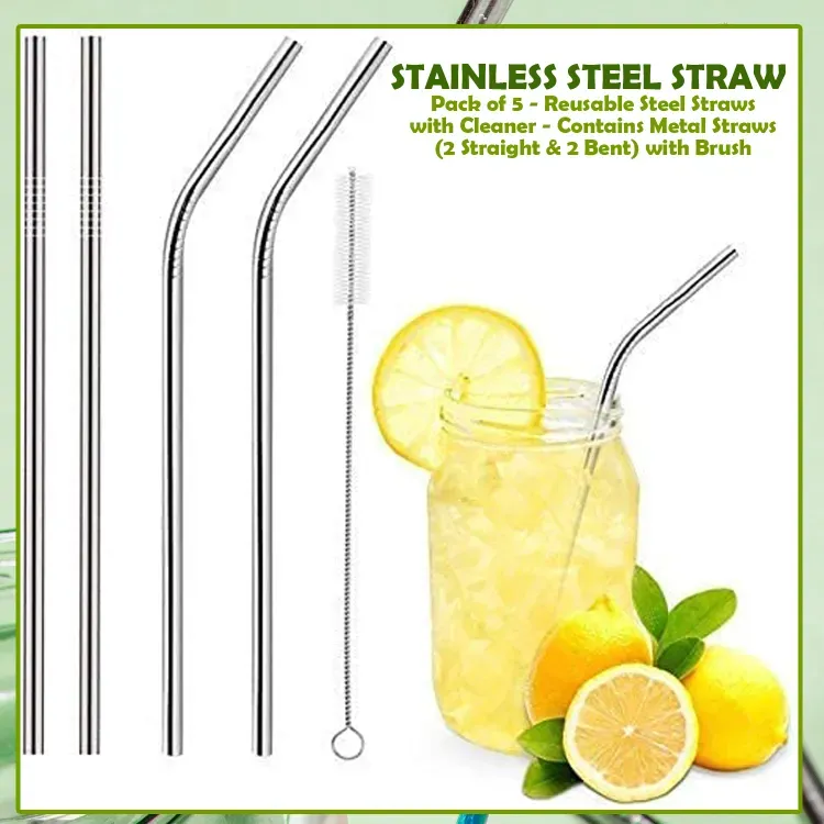 stainless steel straw 5 pcs pack View Gallery - Pakistan