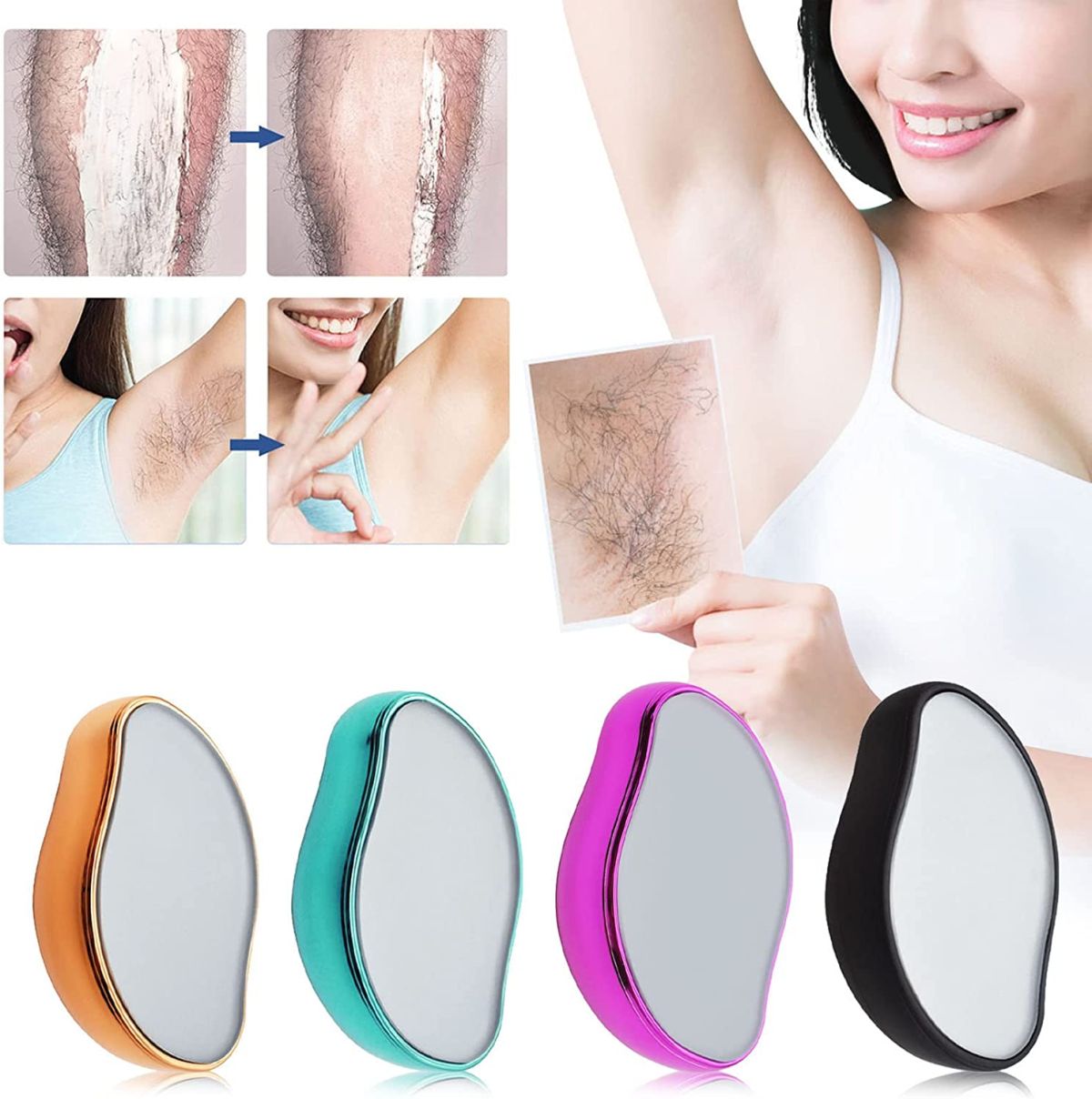 Bleame Crystal Hair Eraser – Painless Exfoliation Hair Removal Tool For Arms Legs Back – Apply To Any Part Of The Body – China (random Color)Without Box View Gallery - Pakistan