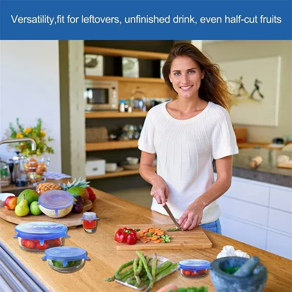 6pcs/set Silicone Lid Spill Stopper Universal Silicone Suction Lid-bowl Pan Silicone Cover Kitchen Pan Lids Cover Stopper Tools View Gallery - Pakistan