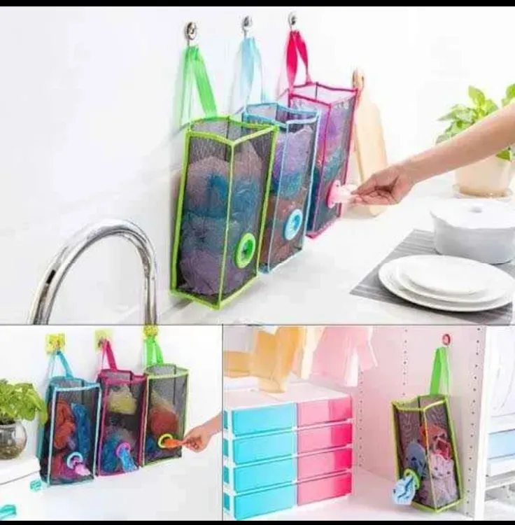 Plastic Shopping Bag Storage Basket Kitchen Accessories Reusable Grocery Potatoes Garbage Bag Holder View Gallery - Pakistan