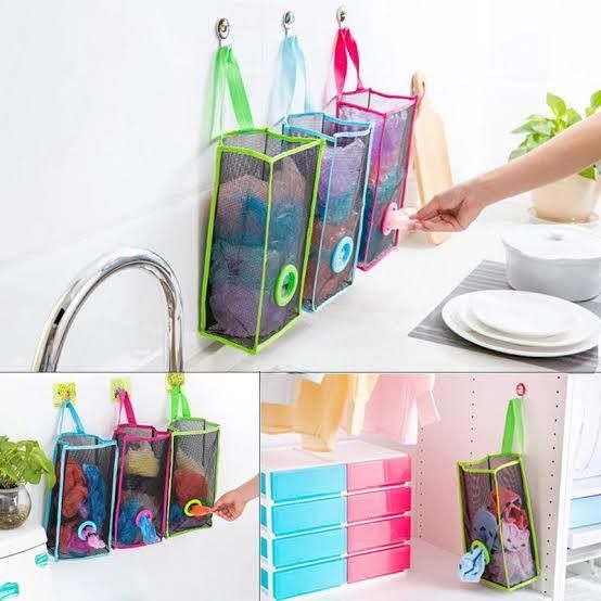 Plastic Shopping Bag Storage Basket Kitchen Accessories Reusable Grocery Potatoes Garbage Bag Holder View Gallery - Pakistan