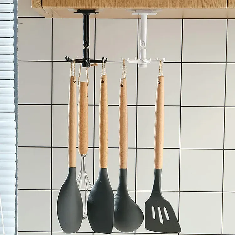 Kitchen Tools Spoon Holder Stand 360 Degrees Rotated Punch-Free Rack Wall Hanging - 1Pc View Gallery - Pakistan