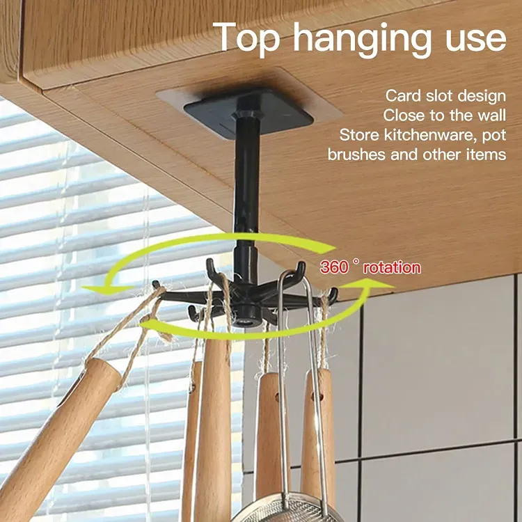 Kitchen Tools Spoon Holder Stand 360 Degrees Rotated Punch-Free Rack Wall Hanging - 1Pc View Gallery - Pakistan