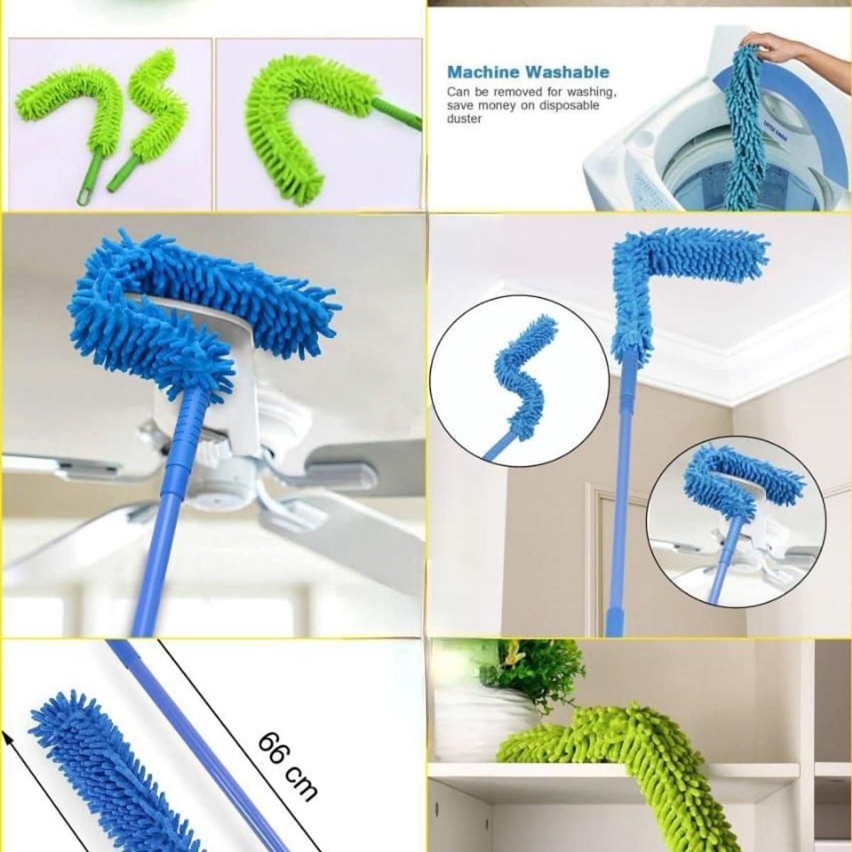 Flexible Micro Fiber Duster With Telescopic Stainless Steel Handle for Fan Cleaning Specially(with metal rod) Random color. View Gallery - Pakistan