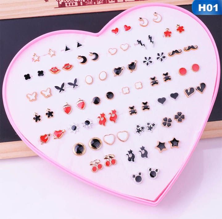 36 Pairs Of Random Beautiful studs  Silicon Back  With Back Stopper View Gallery - Pakistan