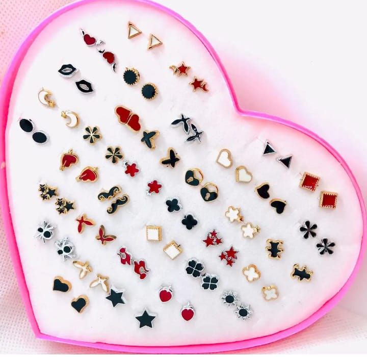 36 Pairs Of Random Beautiful studs  Silicon Back  With Back Stopper View Gallery - Pakistan