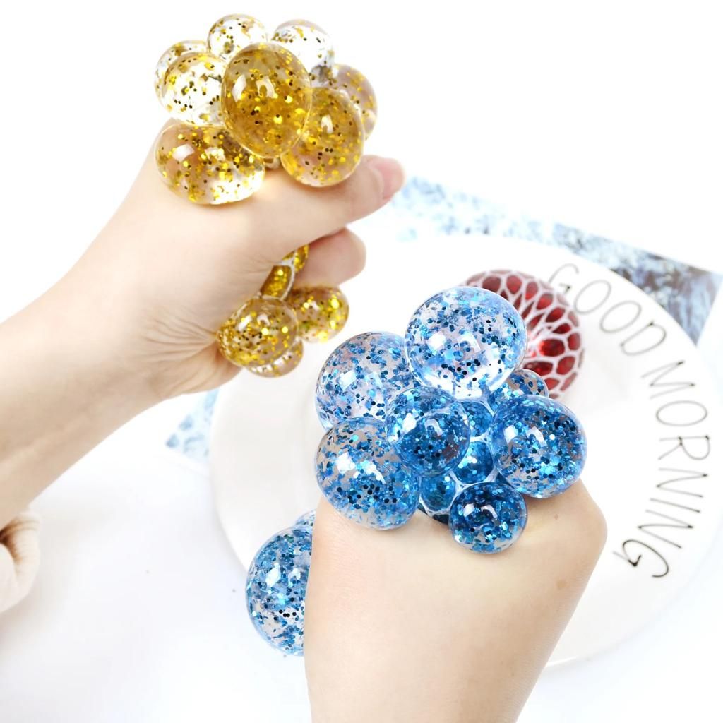 Fidget Squeeze Anti Stress Mesh Squishy Ball Squeeze Grape Ball (pack of 3)(random color) View Gallery - Pakistan