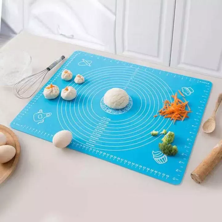 Silicone Baking Mat With Measurements Heat Resistant Cookie Sheet Oven Liner | Non Stick Flour Rolling Mat | Baking Mat Kneading Dough Pad (Random Color) View Gallery - Pakistan