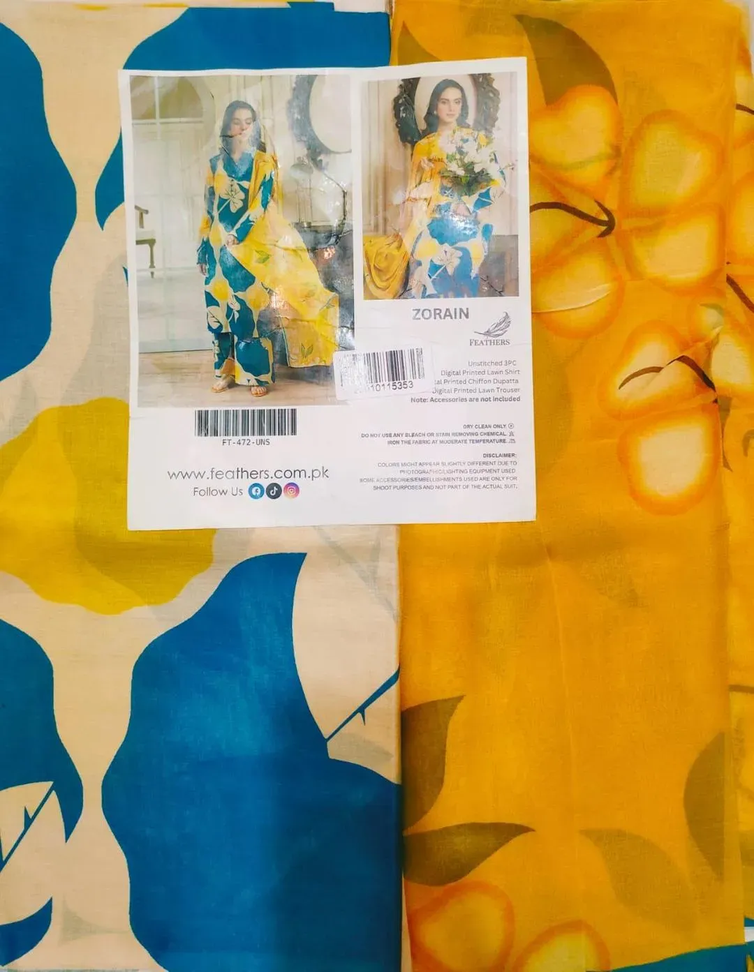 Women's Printed Lawn 3-Piece Suit Yellow View Gallery - Pakistan