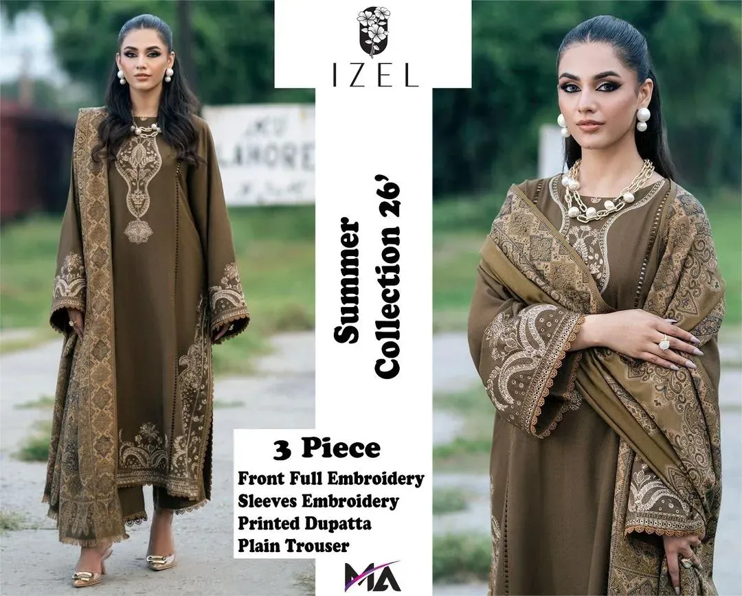 3 Piece Embroidered Lawn Suit Green Summer Collection - Online Shopping in Pakistan - BUNDLIV