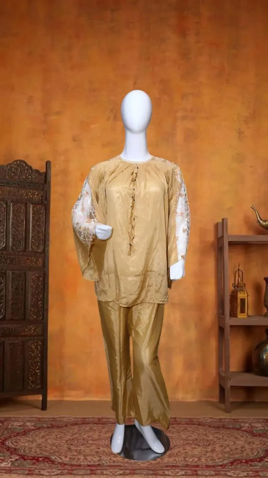 Summer Collection 2 Pcs Women's Stitched Fancy Shirt And Trouser View Gallery - Pakistan