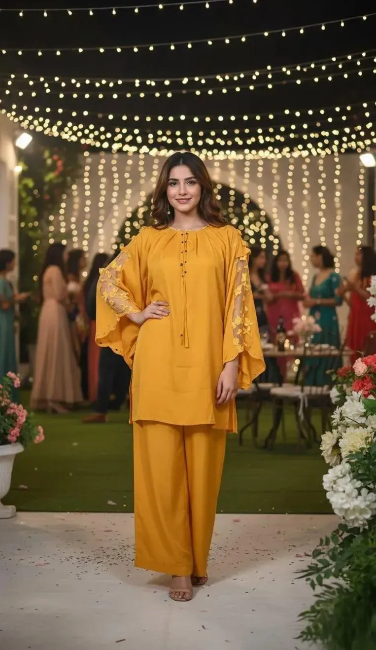 Summer Collection 2 Pcs Women's Stitched Fancy Shirt And Trouser View Gallery - Pakistan
