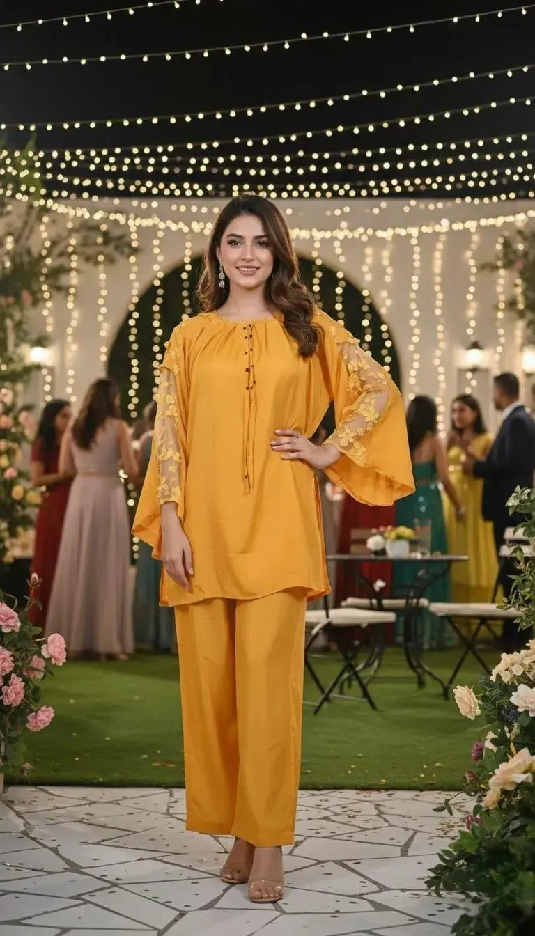 Summer Collection 2 Pcs Women's Stitched Fancy Shirt And Trouser View Gallery - Pakistan