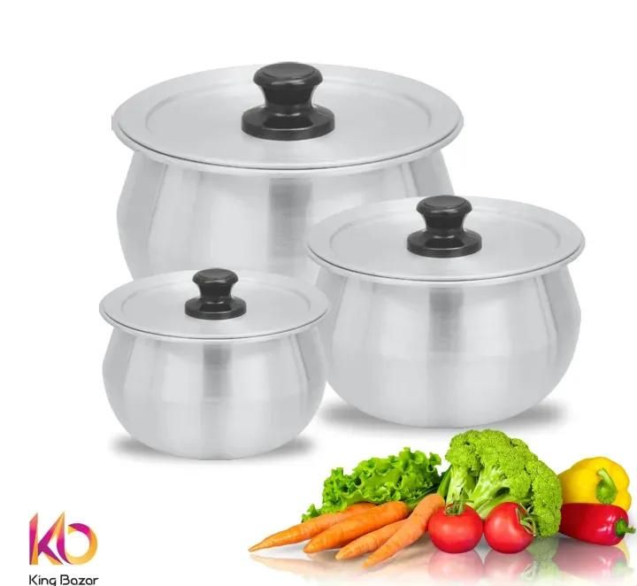3-Piece Premium Aluminium Cooking Pot Set – Silver View Gallery - Pakistan