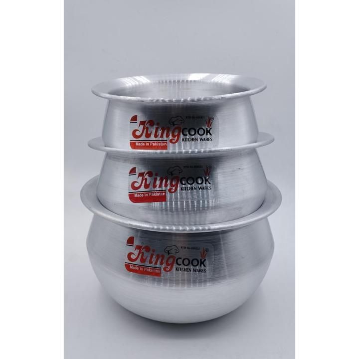 3-Piece Premium Aluminium Cooking Pot Set – Silver View Gallery - Pakistan