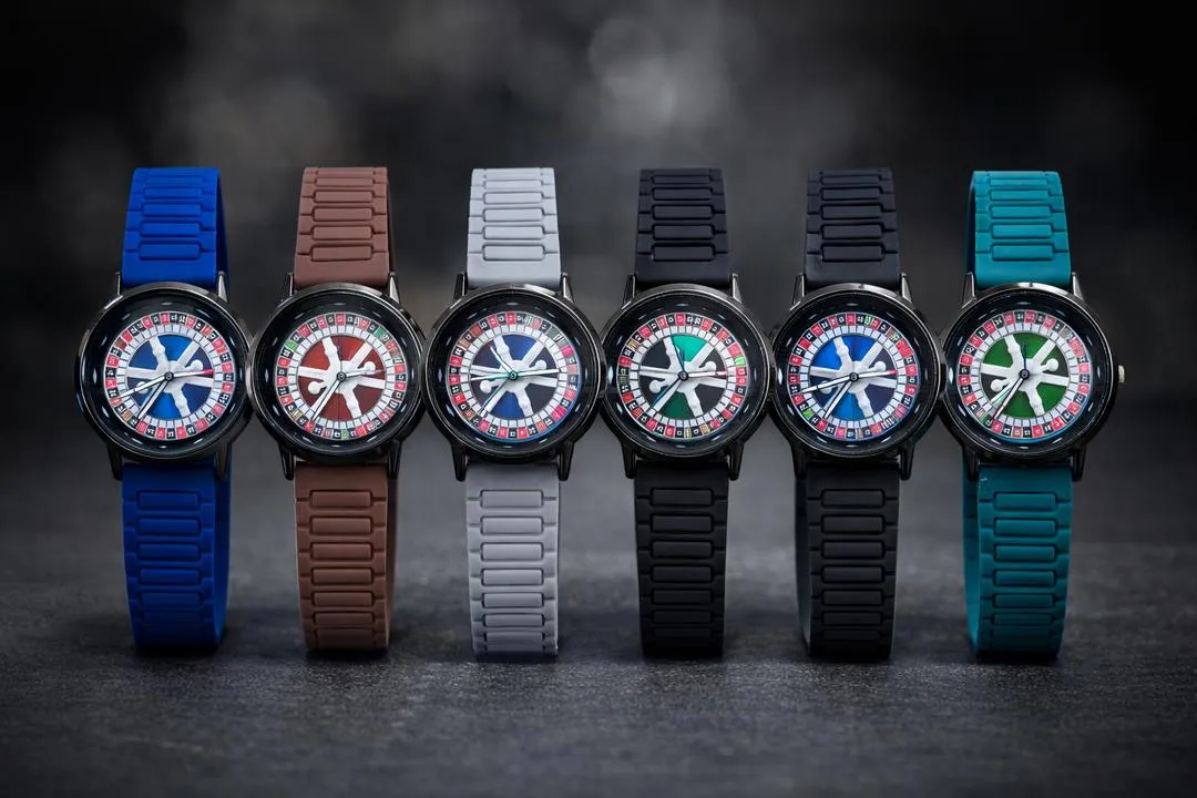 Premium Men’s Textured Rubber Strap Analogue Watch – Modern Round Dial with Magnetic Lock (Multicolor) View Gallery - Pakistan